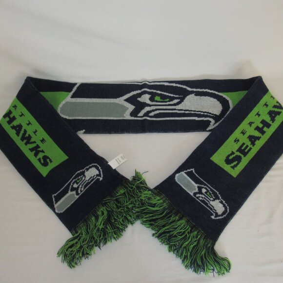 Seattle Seahawks Knit Scarf Forever 100% Acrylic Fringe - Picture 4 of 7